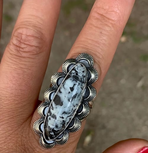 Image of Stamped White Buffalo Ring- Fina Moon Silver Studio