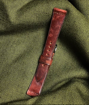 Image of Antiqued Horween Shell Cordovan Watch Strap - Garnet
