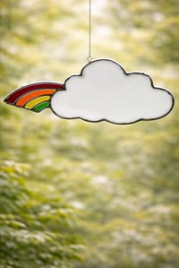 Image 1 of Rainbow Cloud Stained Glass Suncatcher