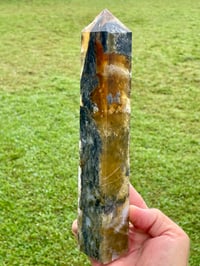 Image 1 of Yellow Fluorite And Moss Agate Obelisk #1169