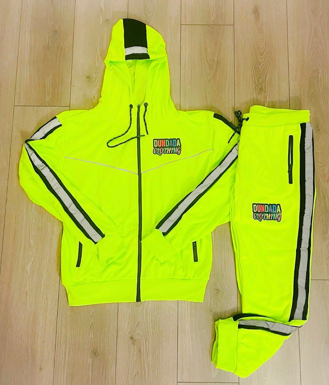 Ladies Neon Yellow Reflective Tracksuit DUNDADA Clothing