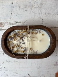 Image 1 of NEW Small Wooden Dough Bowl Essential Oil Soy Candle