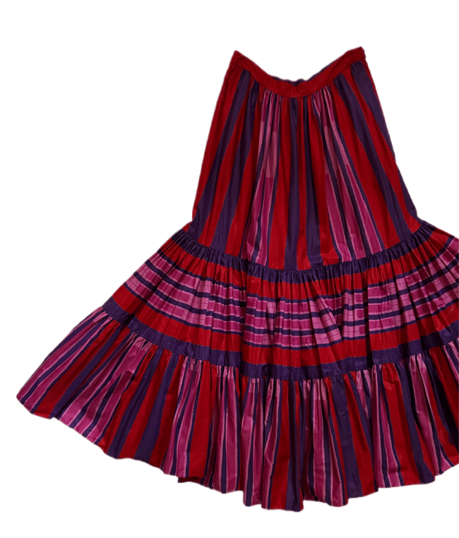 70s Emanuel Ungaro italian cotton maxi ruffle skirt 