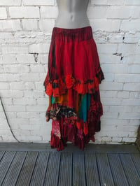 Image 7 of Wanderlust maxi tiered skirt/ Bandeau Dress Red skies 