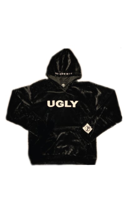 Image of BLACK FUZZY UGLY HOODIE 