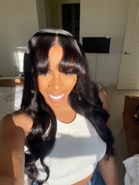 Image 1 of "CURTAIN BANGS" 24 INCH 8x5 GLUELESS HD LACE CLOSURE WIG 
