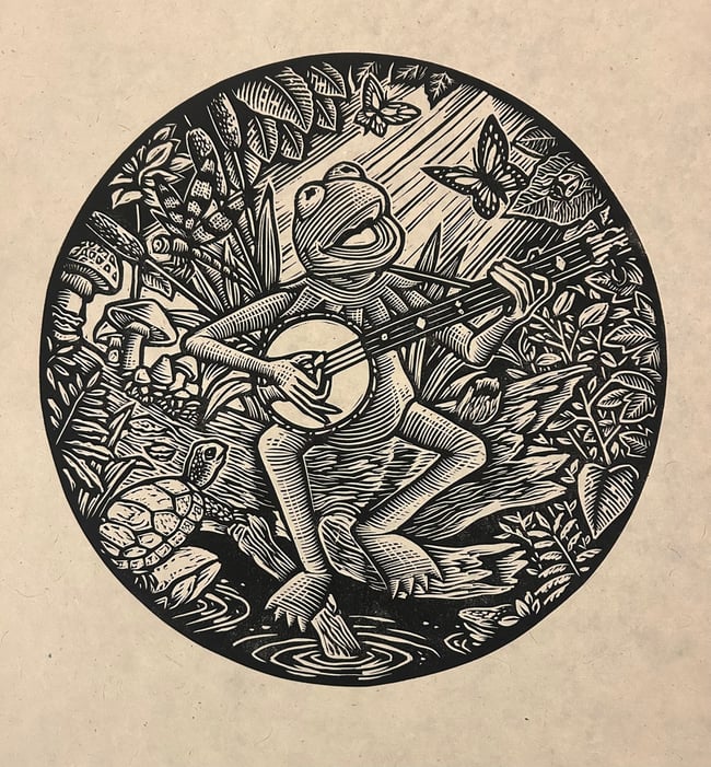 Kermit Block Print