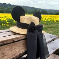 Image 2 of Black Bow Straw Boater