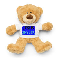 Teddy bear with a t-shirt (Jesus loves you SKYLER)