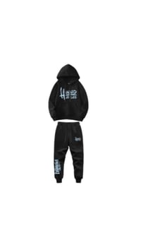 A Hunnid Hustles Sweatsuit (Black and Sky Blue)