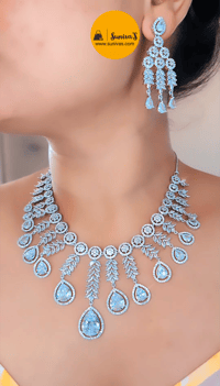 Image 1 of Sia White-Stunning AD Necklace Set with Earrings in White