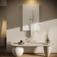 Image 1 of 3D Abstract Geometric Japandi Beige Wall Sculpture Art Decor With Vase Living Room
