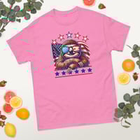 Image 1 of Retro American Sloth Flag Stars Unisex T-shirt