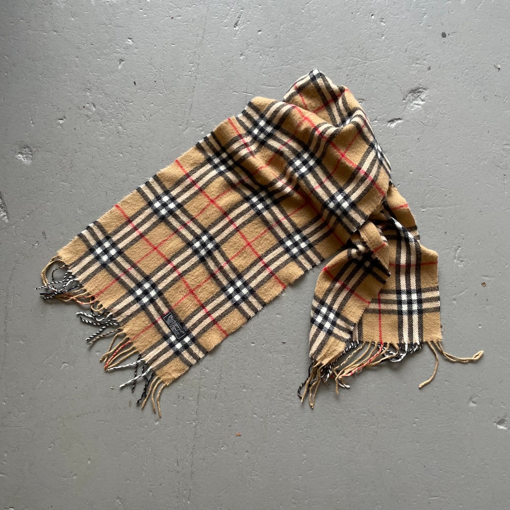 Image of Vintage Burberry Classic House Check Cashmere Scarf Archive Beige  