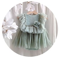 Image 1 of Sitter Baby photoshoot body-dress | Elowen | age 12 months | sage