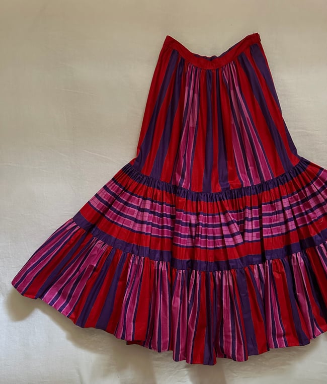 70s Emanuel Ungaro italian cotton maxi ruffle skirt 