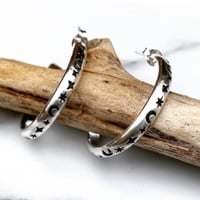 Image 2 of Handmade Sterling Silver Celestial Star And Moon Hoop Earrings 925