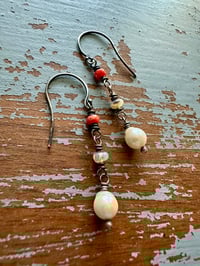 Image 1 of antique coral opal and pearl earrings