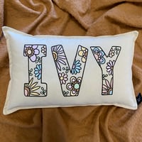 Image 4 of Pastel floral & Vintage Sunflower personalised cushion 