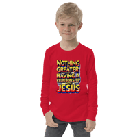 Image 1 of Unisex Youth long sleeve tee (No Greater Relationship than Jesus)