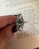 Incroyable bague Art Deco 1910 en vermeil et argent, tanzanite et zircons blancs, Taille 52-53
