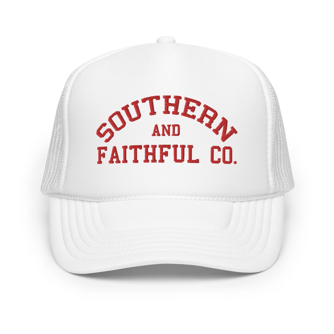 Image of Southern and Faithful Trucker- White and Red
