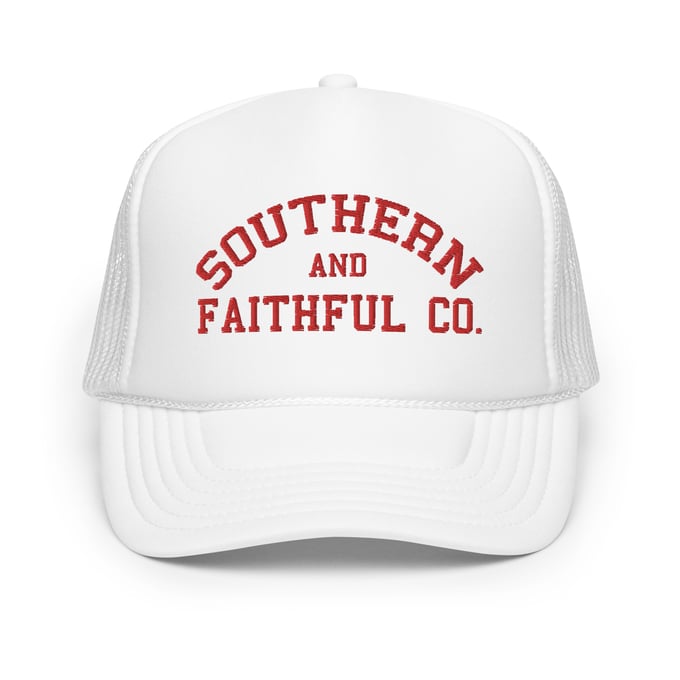 Image of Southern and Faithful Trucker- White and Red