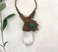 Image 1 of Macrame necklace with turquoise and clear quartz 