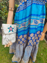 Image 2 of Woodstock cross body /passport bag - Cream with pink and turquoise star