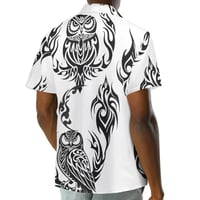 Image 4 of Men's Pique Pueo Print Collard Shirt