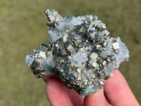 Image 3 of Cubic Pyrite & Fine Quartz Points Cluster #2284