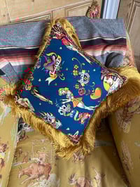 Image 5 of blue Pinup Girl with tiger print Cushion cover