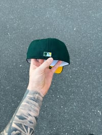 Image 3 of YELLOW BRIM FOREST GREEN OAKLAND ATHLETICS CUSTOM FITTED CAP