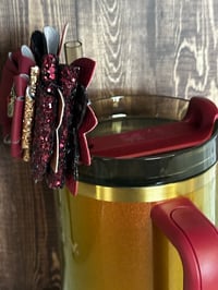 Image 4 of Country Gold Burgundy and Rose Gold Tumbler Straw Topper Bow