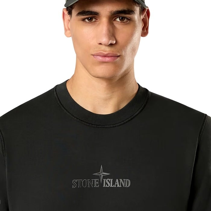 Image of STONE ISLAND 66182 COTTON FLEECE LEAD GREY