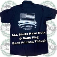 Image 16 of Gently Used Nuts & Bolts Flag Work Shirts (Patch Front)