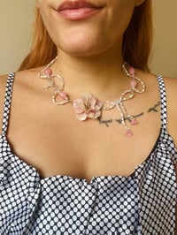 Image 2 of 🎀🌸Coquette Bow Rose Necklace🌸🎀 Rose Quartz 