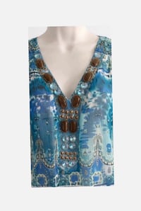 Image 4 of New 1X Marc Bouwer Beaded Collar Top #706*8