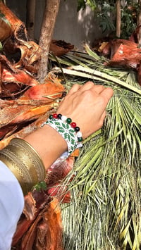 Image 1 of Green and Gold Tatreeze Handmade Bracelet (Made in Egypt)