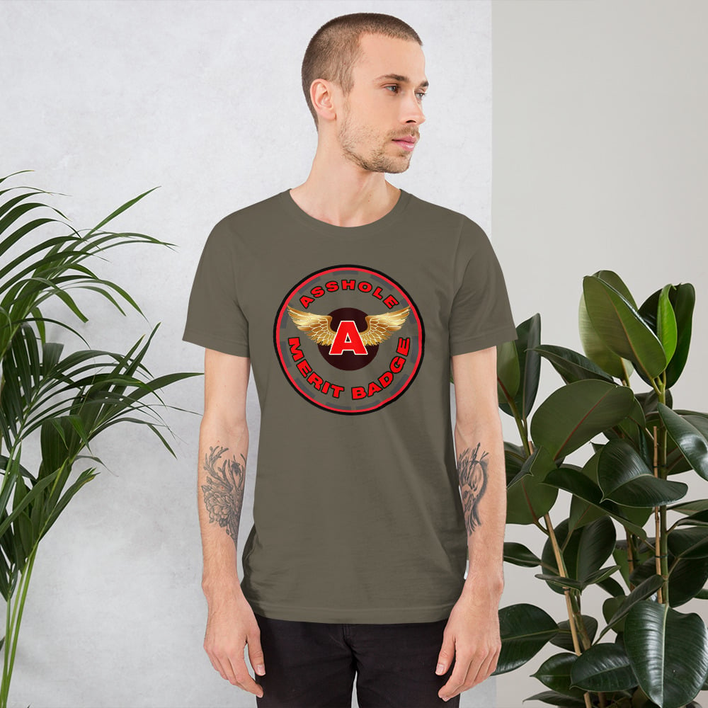 Image of Asshole merit badge graphic tee shirt. trending tee