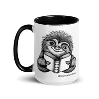 Image 2 of Book Reading Sloth Coffee Mug Line Art by CrystalsArtPaws