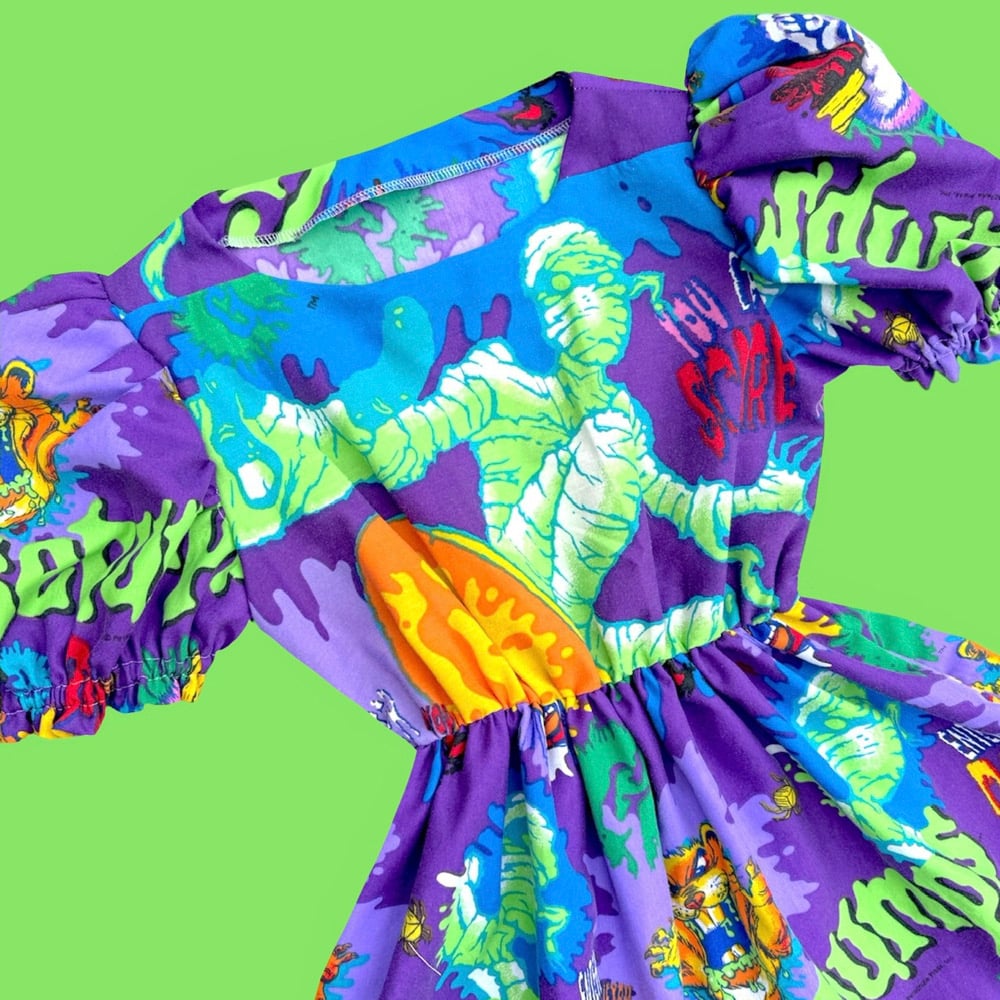 Image of Puff Sleeve Dress — Green Slime