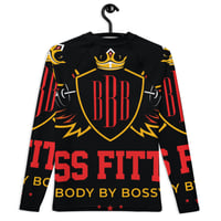 Image 1 of BossFitted Black and Red Youth Rash Guard