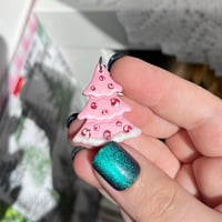 Image 5 of Pink Peppermint Christmas Tree Earrings