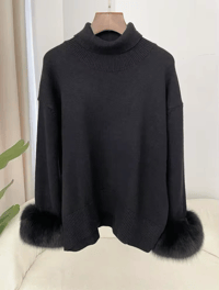 Image 3 of Roll Neck Fox Cuff Jumper