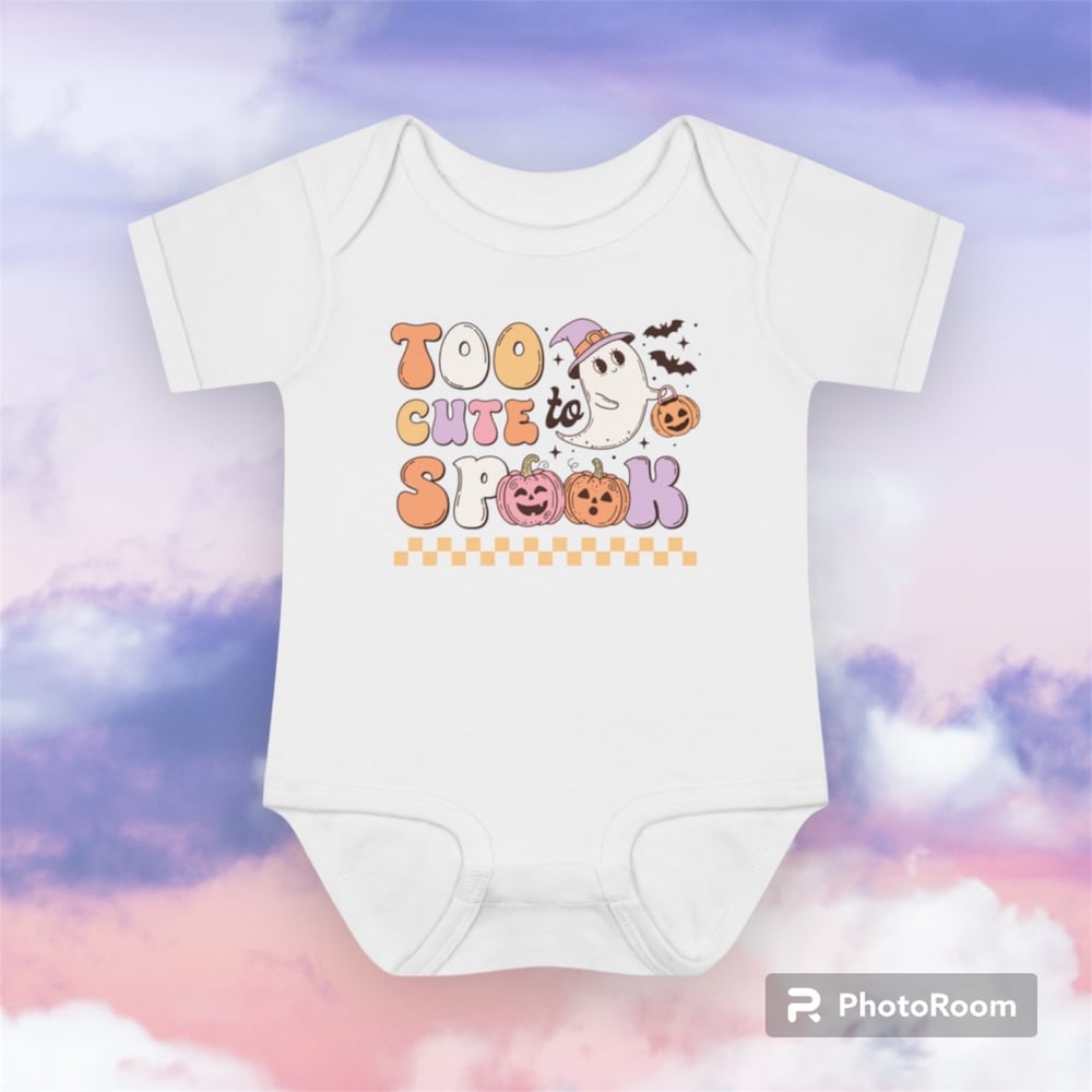 Image of Too cute to spook baby bodysuit