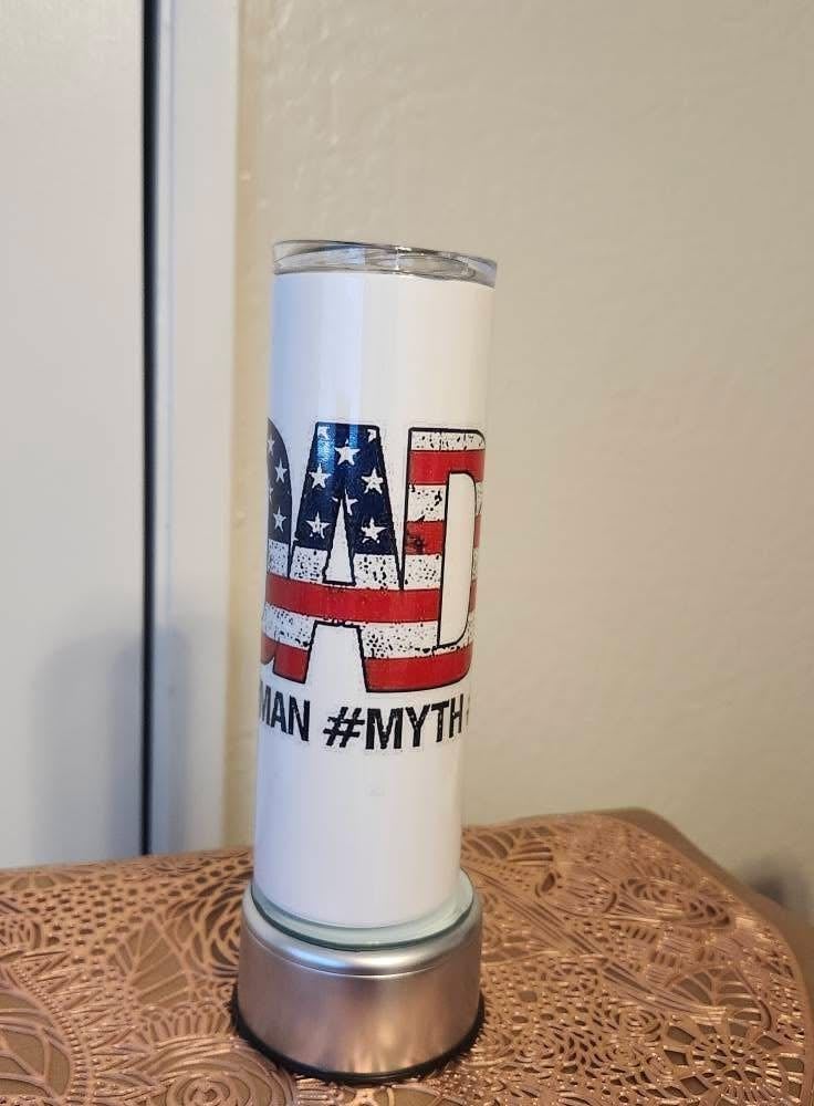Image of 20 oz "Dad – The Man, The Myth, The Legend" Patriotic Tumbler