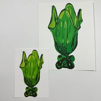 Reproduction Linocut Print - green Viking glass