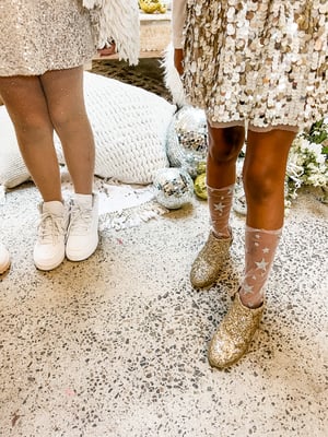 Image of Sheer Slouch Socks with Glitter + Shimmer Stars