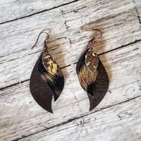 3 Layer Faux Leather Earrings 